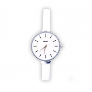 SKMEI Leather Quartz Waterproof Watch For Women 1184 HNM-53 Silver & White