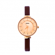 SKMEI Leather Quartz Waterproof Watch For Women 1184 HNM-47 Gold & Brown