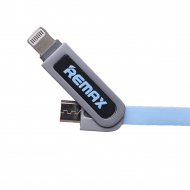 Remax 1000 mm Armor Data Charging Cable For Lightning & Micro USB RC-067t Grey & Blue