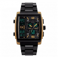 SKMEI Sports Digital Quartz Waterproof Watch For Men 1274 HNM-46 Black & Gold
