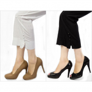 Pack Of 2 - Plain Straight Pants For Women Qc-754 White And Black