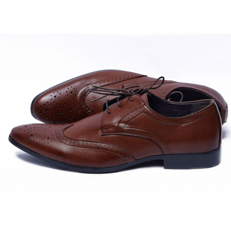 formal shoes wingtip lace leather brown goto light