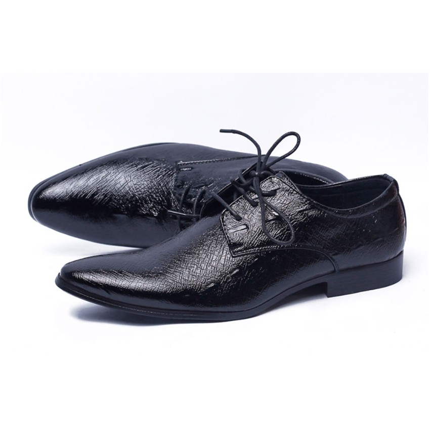  Croc  Leather Formal  Lace Up Shoes For Men JLBCLFS Black