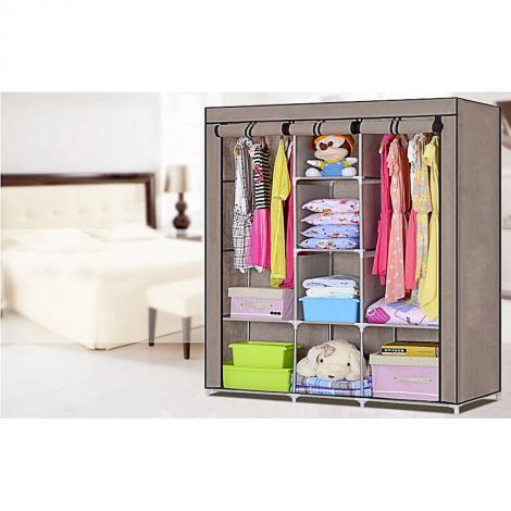 3 Door Portable  Folding Wardrobe Almari  2 Hanging Options 