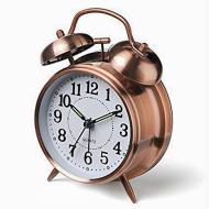 Vintage Twin Bell Alarm Clock with Night LED Light Bronze