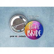 Pack of 6 Team Bride Badges Multicolor