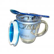 Coffee Mug With Lid & Spoon Blue