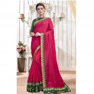 Dream Girl Semi Stitched Saree For Women Vol 2 1001 Red & Green