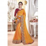 Dream Girl Semi Stitched Saree For Women Vol 2 1003 Yellow & Brown