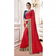 Dream Girl Semi Stitched Saree For Women Vol 2 1008 Red & Blue