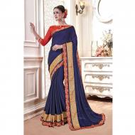 Dream Girl Semi Stitched Saree For Women Vol 2 1010 Blue & Red
