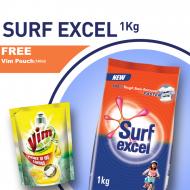 Surf Excel 1kg with Free Vim Lemon Gel 140ml