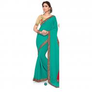 Ruchika Saree for Women Sea Green & Golden
