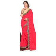 Ruchika Saree for Women Baby Pink & Golden