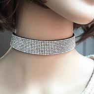 Rhinestone Choker Party Necklace For Women Black
