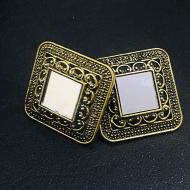 Antique Square Stud Earrings Copper Retro For Girls