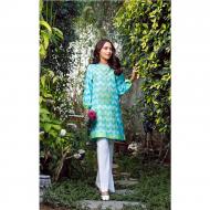 Oaks Unstitched Sky Blue Lawn Printed Kurti With Emb